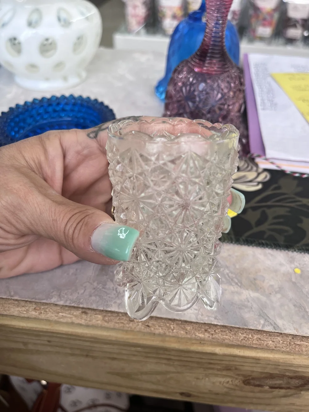 Fenton Daisy & Button Glass Toothpick Holder